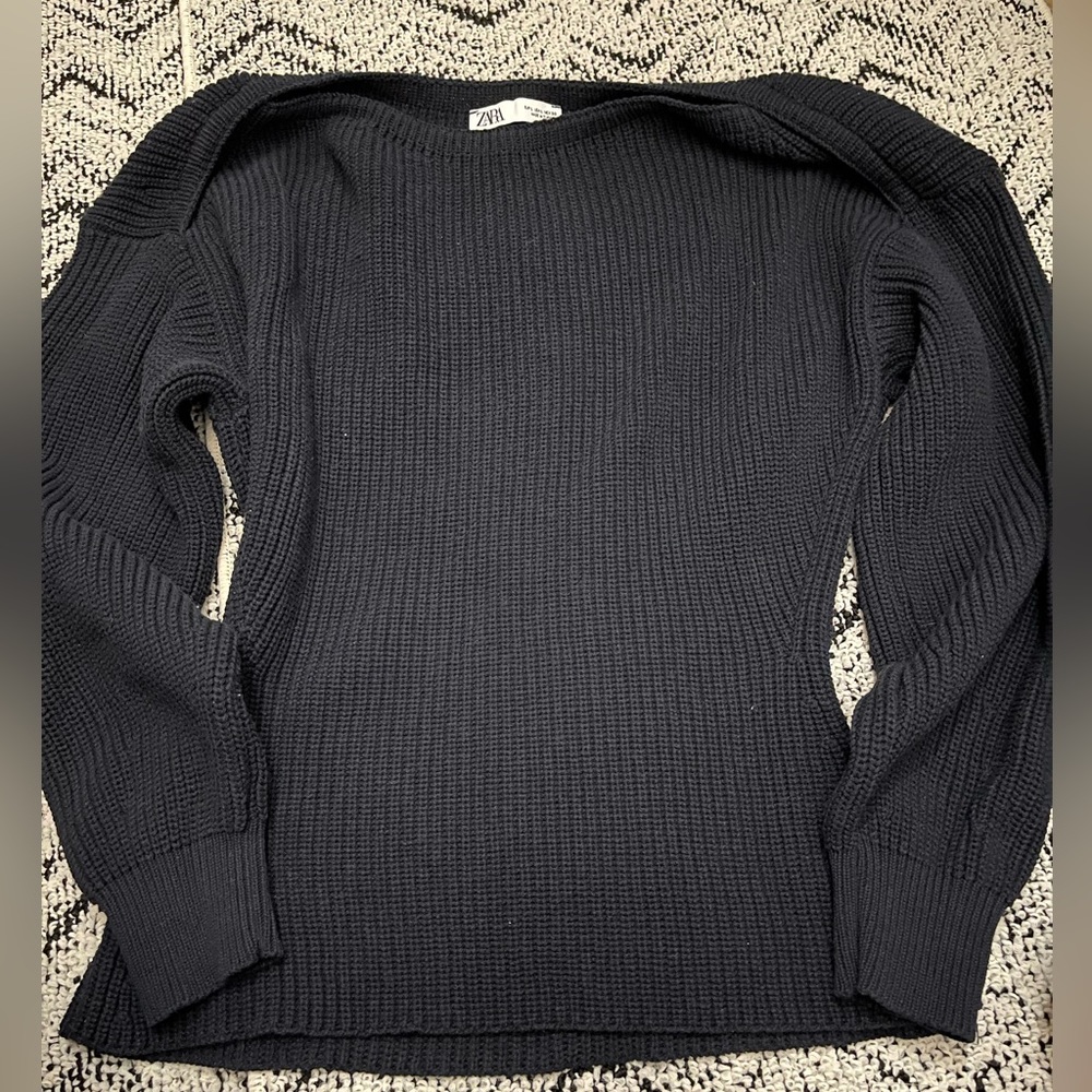 Zara Black Ribbed Sweater